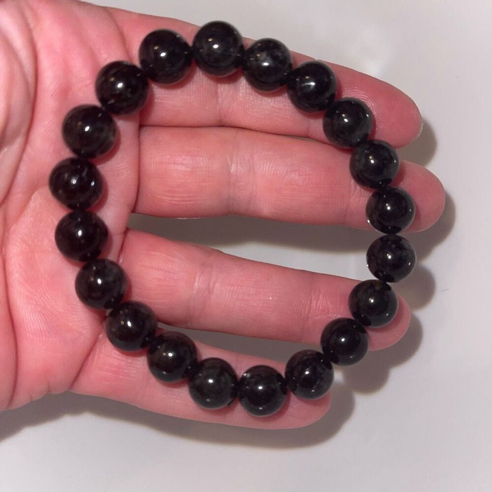 Black tourmaline in quartz 8mm stretch bracelet Crystal 7 inches ONE NEW - Picture 13 of 13